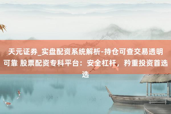 天元证券_实盘配资系统解析-持仓可查交易透明可靠 股票配资专科平台：安全杠杆，矜重投资首选