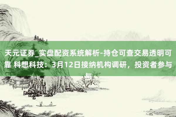 天元证券_实盘配资系统解析-持仓可查交易透明可靠 科想科技：3月12日接纳机构调研，投资者参与