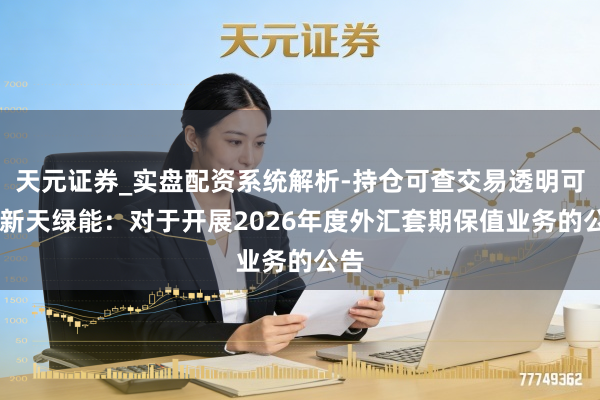 天元证券_实盘配资系统解析-持仓可查交易透明可靠 新天绿能：对于开展2026年度外汇套期保值业务的公告