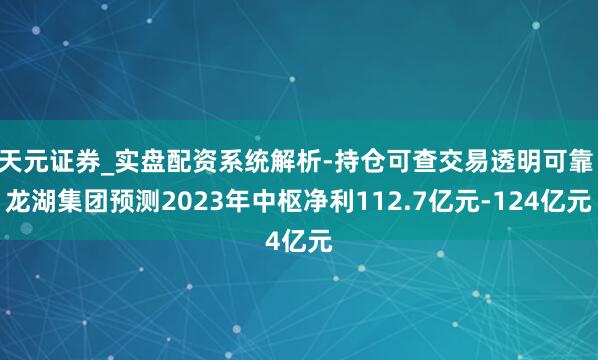 天元证券_实盘配资系统解析-持仓可查交易透明可靠 龙湖集团预测2023年中枢净利112.7亿元-124亿元