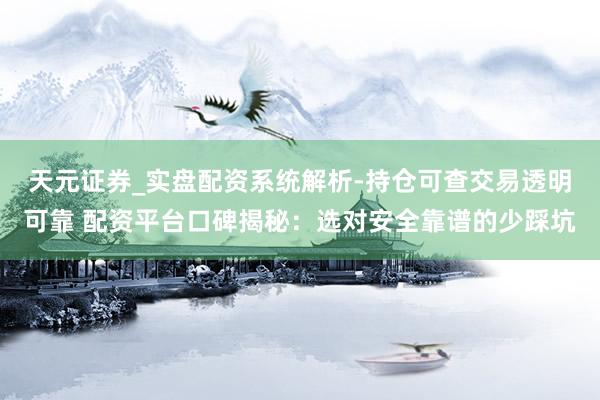 天元证券_实盘配资系统解析-持仓可查交易透明可靠 配资平台口碑揭秘：选对安全靠谱的少踩坑