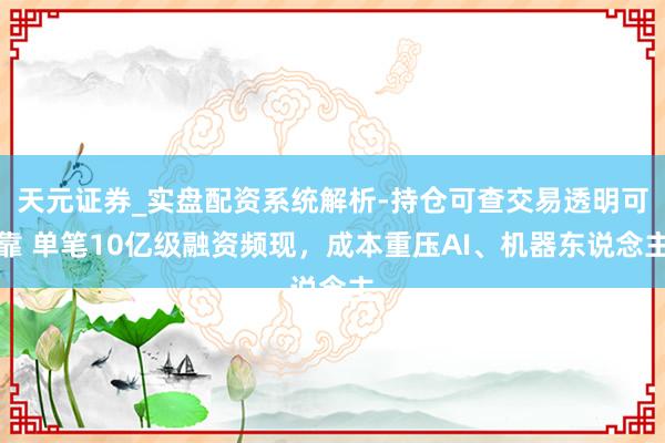 天元证券_实盘配资系统解析-持仓可查交易透明可靠 单笔10亿级融资频现，成本重压AI、机器东说念主