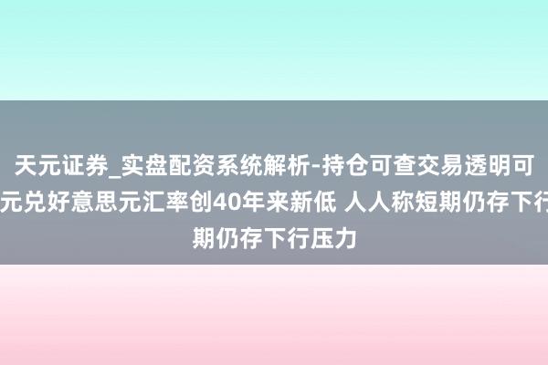 天元证券_实盘配资系统解析-持仓可查交易透明可靠 日元兑好意思元汇率创40年来新低 人人称短期仍存下行压力